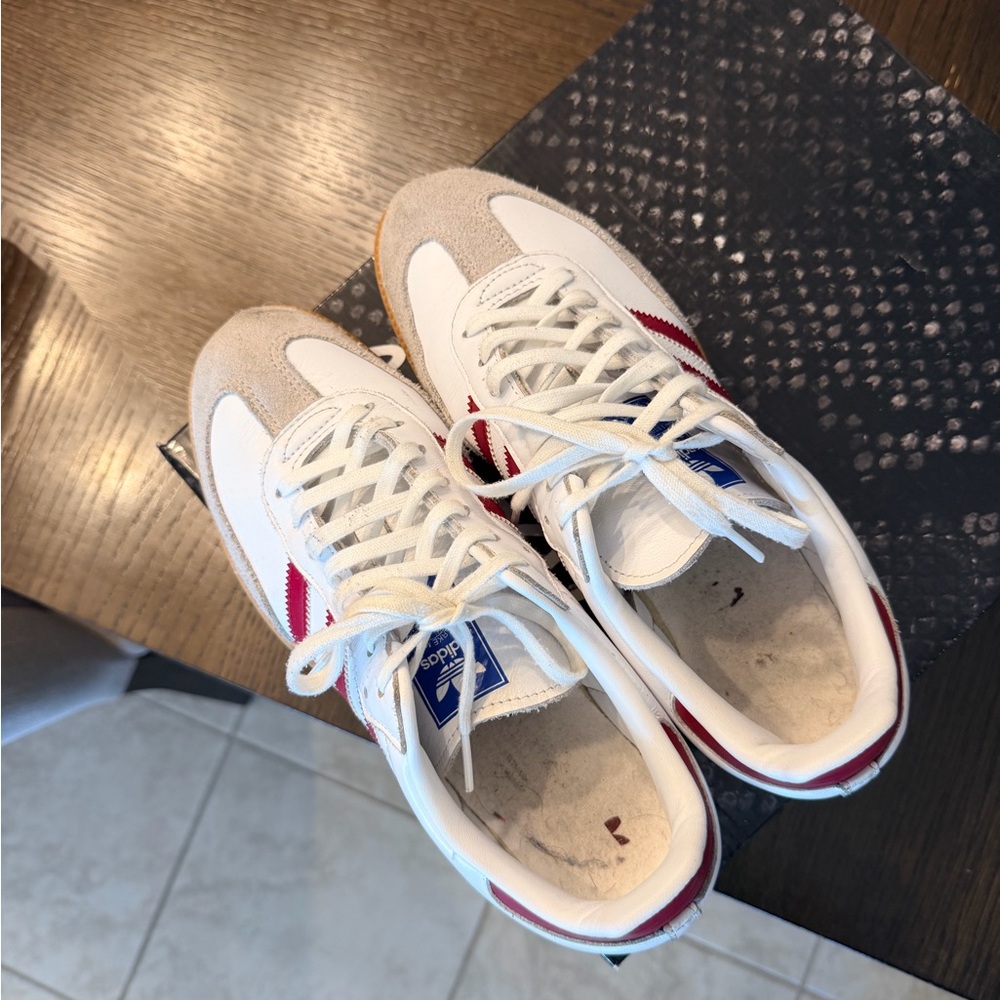 adidas White and Burgundy Sneakers